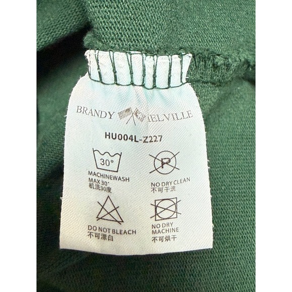 Brandy Melville Long Sleeve Crew Neck Green Cotton T Shirt Women's One Size - Picture 5 of 6